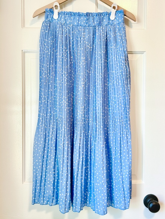Exlura Dresses & Skirts - NWT Blue Polka Dot Pleated Midi Skirt - Size M